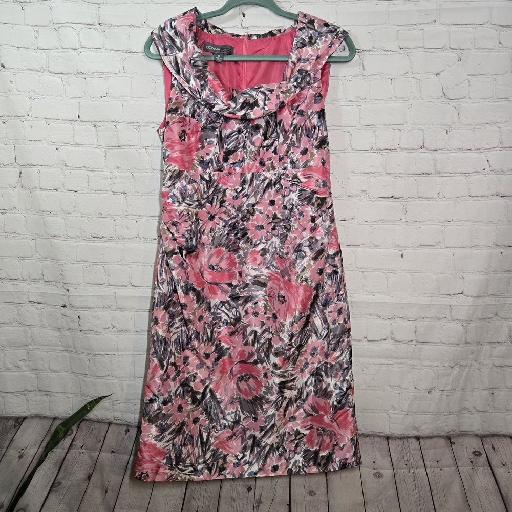 Donna Ricco Abstract Floral Mod Dress Sleeveless Silk Sz‎ 10